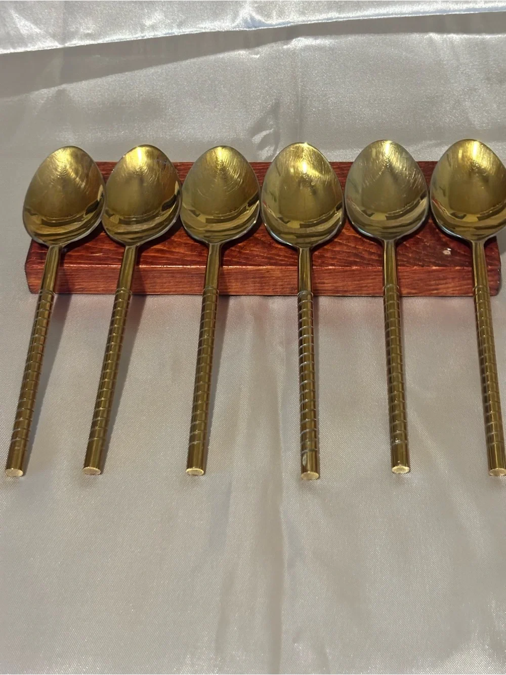 Set of 6 Goldtone Stainless Steel Dinner Spoons